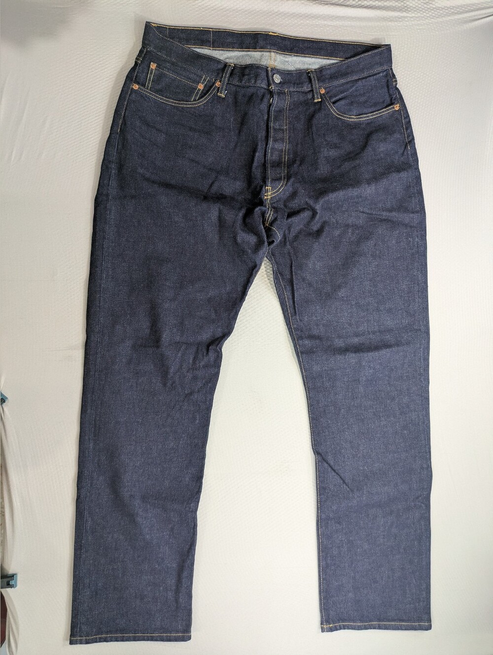 Buck Mason Ford Standard 14 oz Double Dipped Denim Jeans 38x34 Dark Wash Stretch